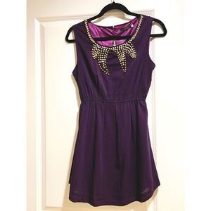 Tenki | Studded Gathered Waist Dress | Purple